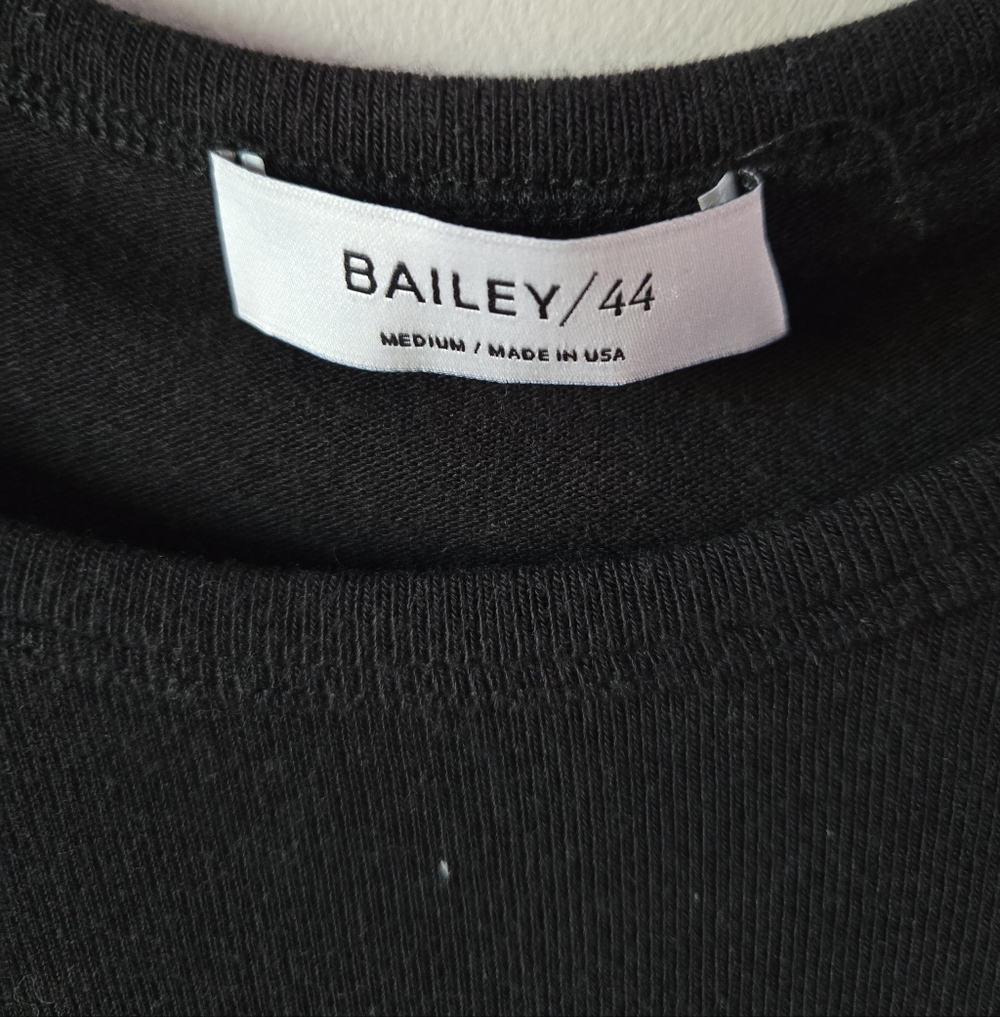 Bailey 44 Black Long Sleeve Top with Floral Chiffon Tiered Hem & Cuffs - Size Me - Picture 4 of 9